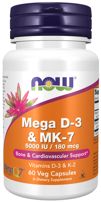 NOW Foods Mega D3 & MK7  120 caps - Vitamins & Minerals at MySupplementShop by NOW Foods