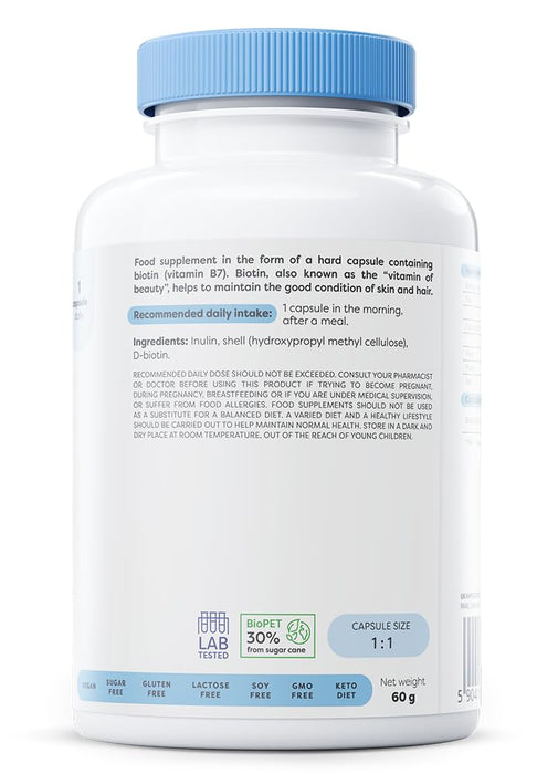 Osavi Biotin 180 vegan caps 2500mcg - Vitamin B7 (Biotin) at MySupplementShop by Osavi