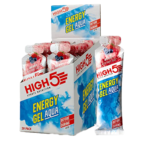 HIGH5 Energy Gel Aqua Liquid, schnell freisetzende Energie für unterwegs aus natürlichem Fruchtsaft (Beere, 20 x 66 g)