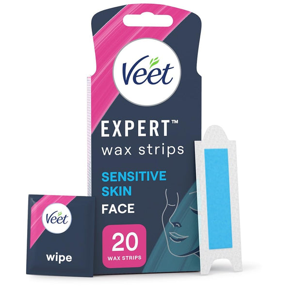 Veet Expert Wax Strips Face With Almond Oil x 20 - Hair Removal at MySupplementShop by Veet