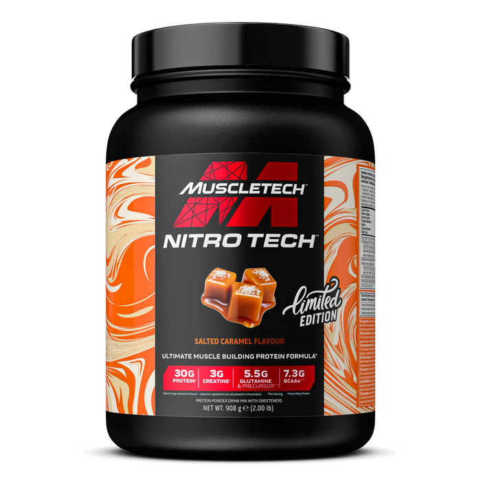 MuscleTech Nitro-Tech, Salted Caramel - 908g Best Value Protein Supplement Powder at MYSUPPLEMENTSHOP.co.uk