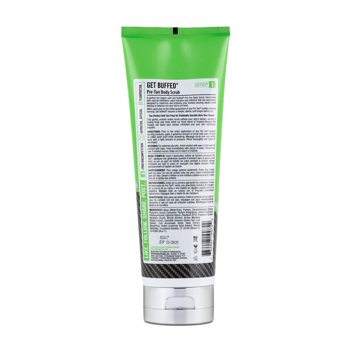Pro Tan Get Buffed, Pre-Tan Body Scrub and Skin Balancing Exfoliator - 237 ml. | High-Quality Accessories | MySupplementShop.co.uk