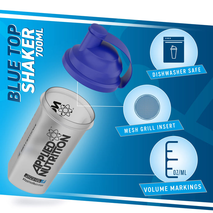 Applied Nutrition Shaker, Clear & Blue - 700 ml. | High-Quality Accessories | MySupplementShop.co.uk