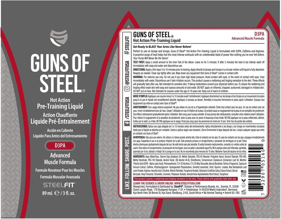 Pro Tan Guns of Steel, Hot Action Pre-Training Liquid 89ml - Accessories at MySupplementShop by Pro Tan