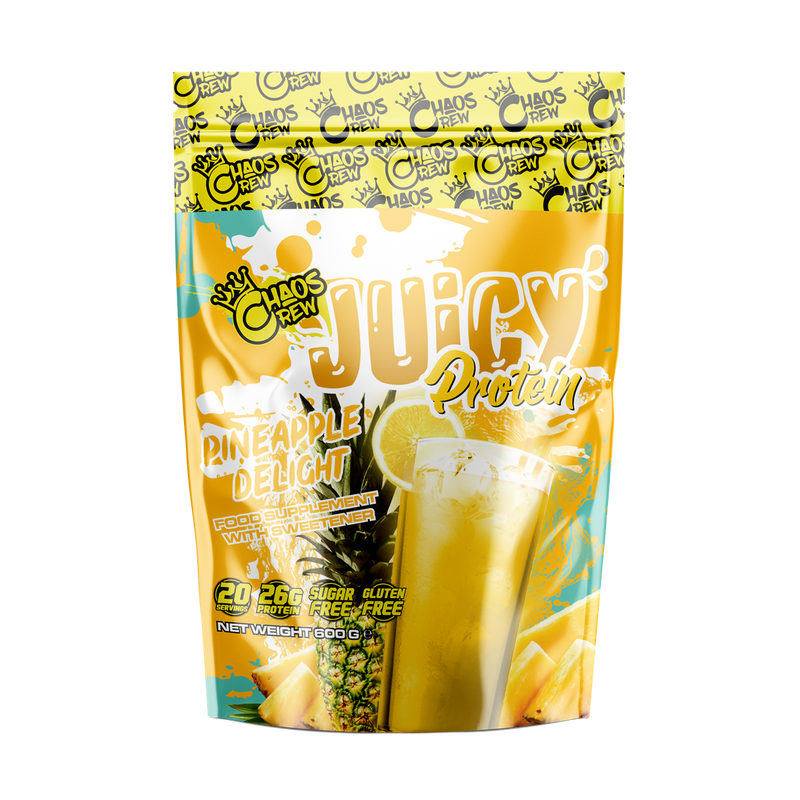 Chaos Crew Juicy Protein 600g Pineapple Delight Best Value Sports Supplements at MYSUPPLEMENTSHOP.co.uk