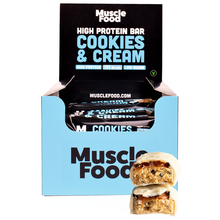 MuscleFood High Protein Bar 12x45g - Cookies and Cream -  at MySupplementShop by MySupplementShop