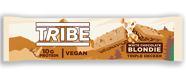 Tribe Triple Decker Bar 12x50g White Choc Blondie - Vegan Protein at MySupplementShop by TRIBE