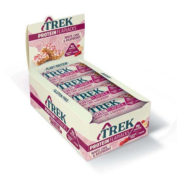 TREK Protein Flapjack 16x50g White Choc \u0026 - Raspberry - Snack Food Bar at MySupplementShop by TREK