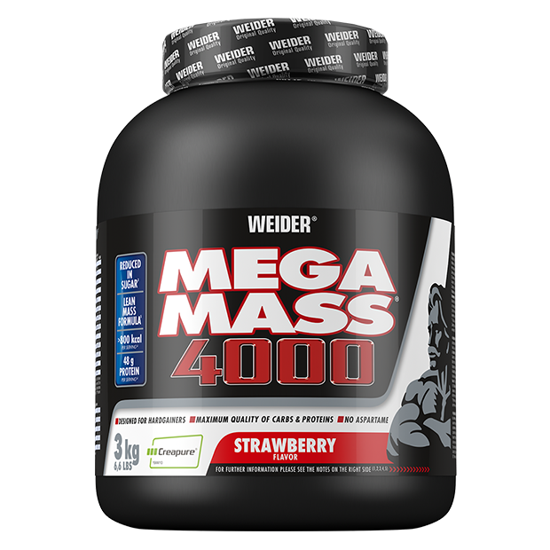 Weider Mega Mass 4000 3kg Strawberry at MYSUPPLEMENTSHOP