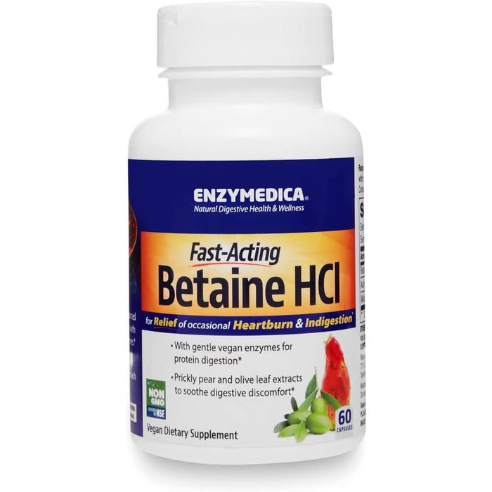 Enzymedica Betaine HCI 600mg 60 Capsules - Nutritional Supplement at MySupplementShop by Enzymedica