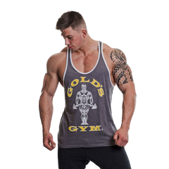 Golds Gym Muscle Joe Contrast Stringer - Grey/White