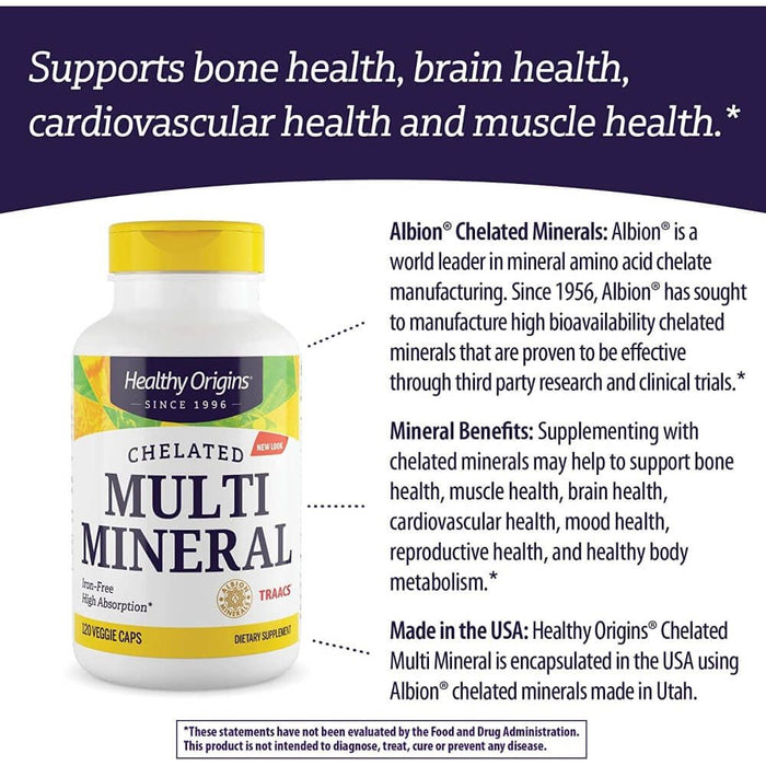 Healthy Origins Chelated Multi Mineral 120 Veggie Capsules | Premium Supplements at MYSUPPLEMENTSHOP