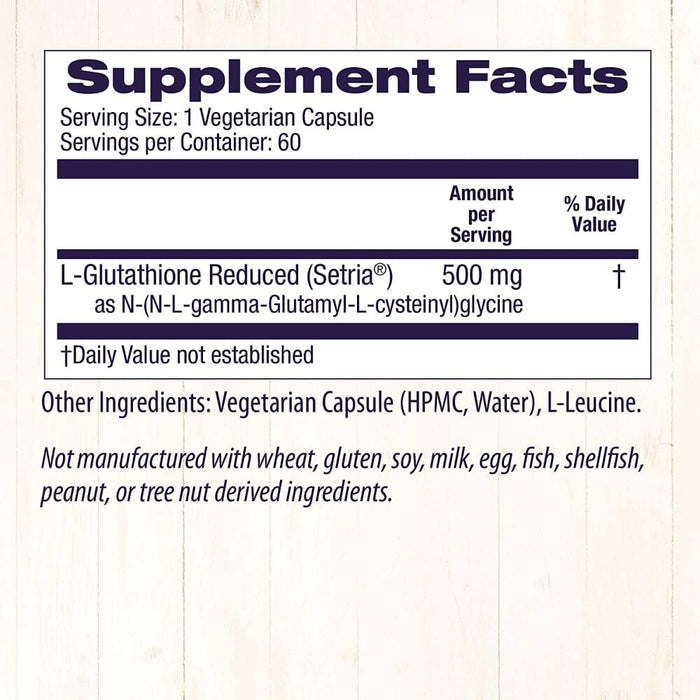 Healthy Origins L-Glutathione Reduced 500mg 60 Veggie Capsules | Premium Supplements at MYSUPPLEMENTSHOP