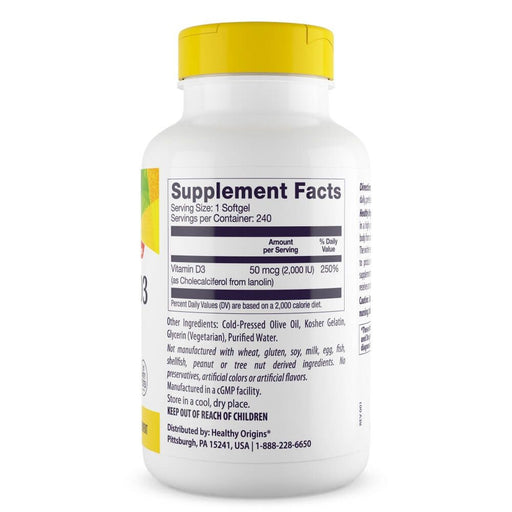 Healthy Origins Vitamin D3 2,000iu 240 Softgels | Premium Supplements at MYSUPPLEMENTSHOP