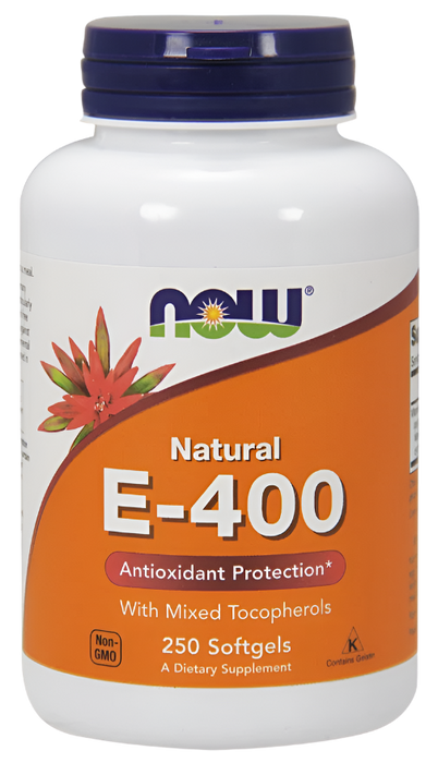 NOW Foods Vitamin E-400 – natürlich (gemischte Tocopherole) – 250 Kapseln