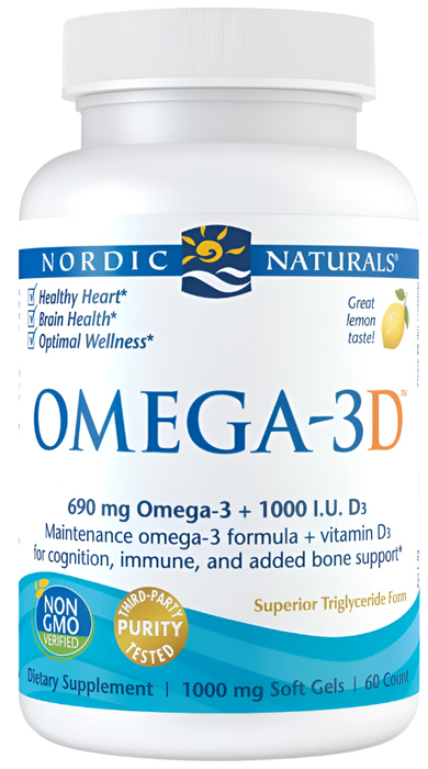 Nordic Naturals Omega-3D, 690mg Lemon - 60 softgels