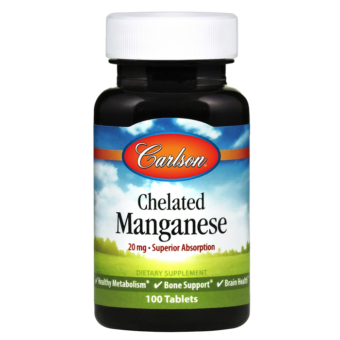 Carlson Labs Chelated Manganese, 20mg - 100 tabs