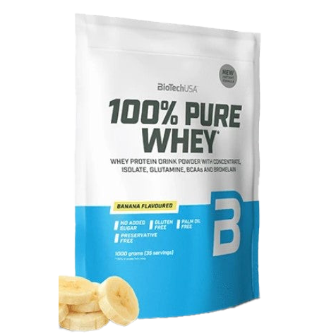 BioTechUSA 100 % reine Molke, Banane – 1000 Gramm