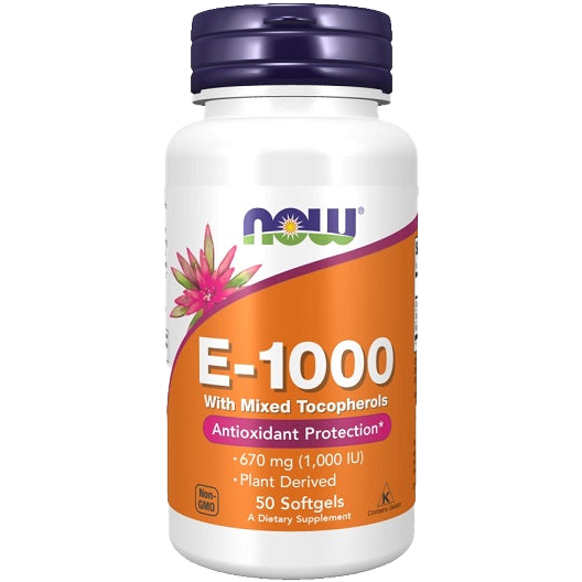 NOW Foods Vitamin E-1000 - Natural (Mixed Tocopherols) - 50 softgels