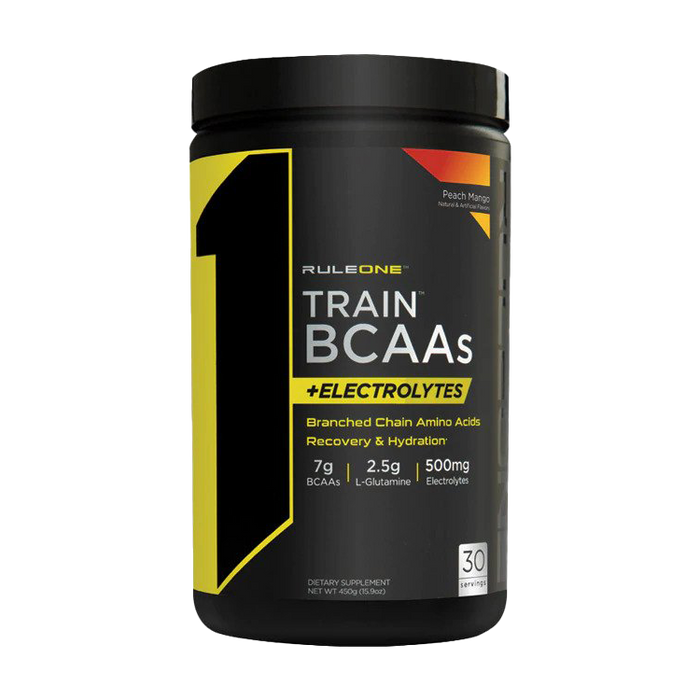 Rule One Train BCAAs + Electrolytes, Peach Mango - 450 grams