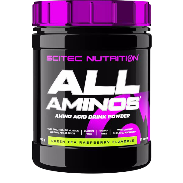 SciTec All Aminos, Grüntee-Himbeere – 340 Gramm