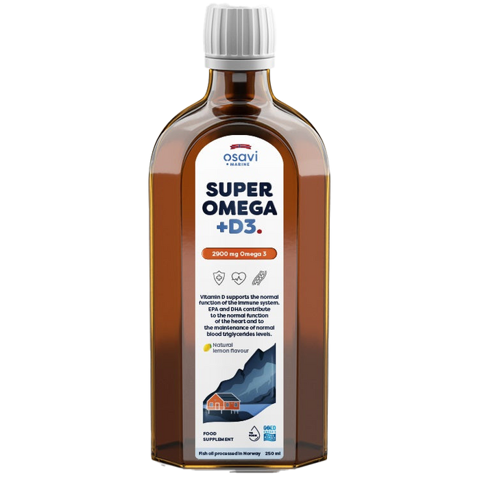 Super Omega + D3, 2900 mg Omega 3 (Zitrone) – 250 ml.