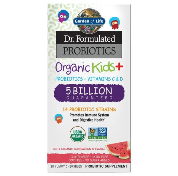 Garden of Life Dr. Formulated Probiotics Organic Kids+ Watermelon 30 chewables  at the cheapest price at MYSUPPLEMENTSHOP.co.uk