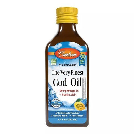 Carlson Labs Wild Norwegian The Very Finest Cod Oil, Lemon - 200 ml. - Default Title - Sports Nutrition at MySupplementShop by Carlson Labs