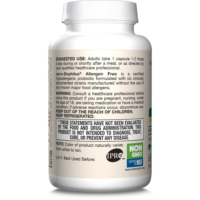 Jarrow Formulas Jarro-Dophilus Allergen Free (Probiotic) 10 Billion CFU 60 Veggie Capsules | Premium Supplements at MYSUPPLEMENTSHOP