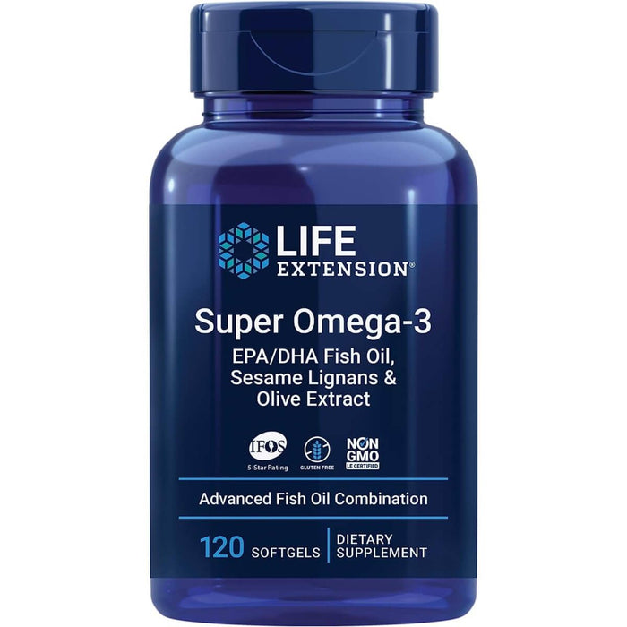 Life Extension Super Omega-3 EPA/DHA Fish Oil Sesame Lignans & Olive Extract 120 Softgels - Omegas, EFAs, CLA, Oils at MySupplementShop by Life Extension