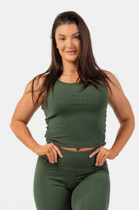 Nebbia Organic Cotton Ribbed Tank Top 414 Dark Green - XS - Tank Top at MySupplementShop by Nebbia