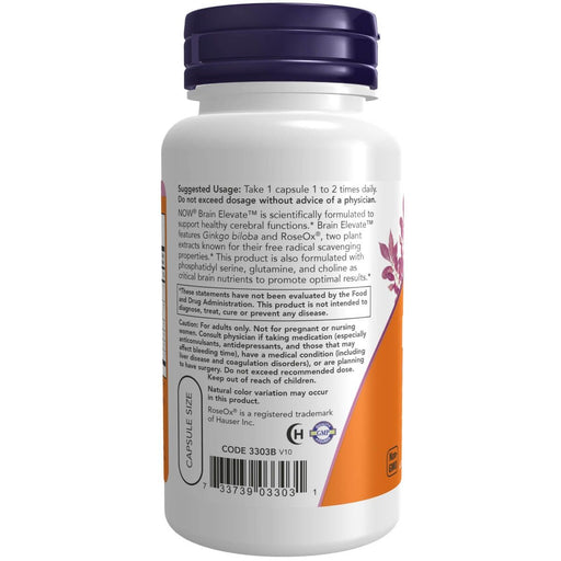 NOW Foods Brain Elevate 60 Veg Capsules | Premium Supplements at MYSUPPLEMENTSHOP