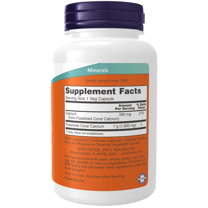 NOW Foods Coral Calcium 1,000 mg 100 Veg Capsules | Premium Supplements at MYSUPPLEMENTSHOP