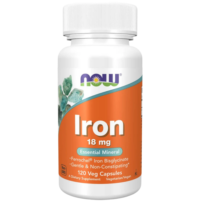 NOW Foods Iron 18 mg 120 Veg Capsules