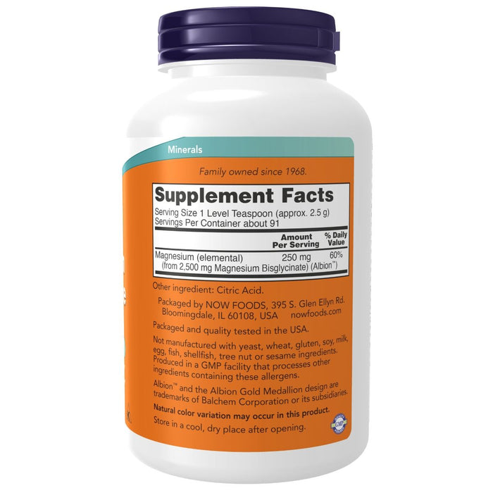 NOW Foods Magnesium Bisglycinate Powder 8oz - Vitamins & Minerals at MySupplementShop by NOW Foods