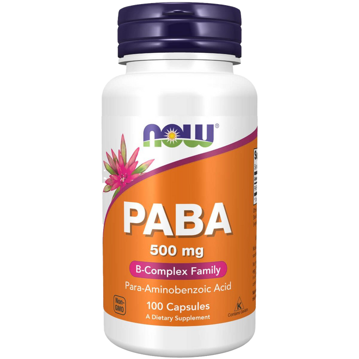 NOW Foods PABA (Para-Aminobenzoic Acid) 500 mg 100 Capsules