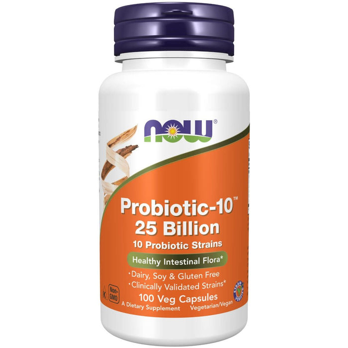 NOW Foods Probiotic-10 25 Billion 100 Veg Capsules - Health and Wellbeing at MySupplementShop by NOW Foods