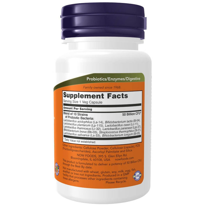 NOW Foods Probiotic-10 50 Billion 50 Veg Capsules | Premium Supplements at MYSUPPLEMENTSHOP