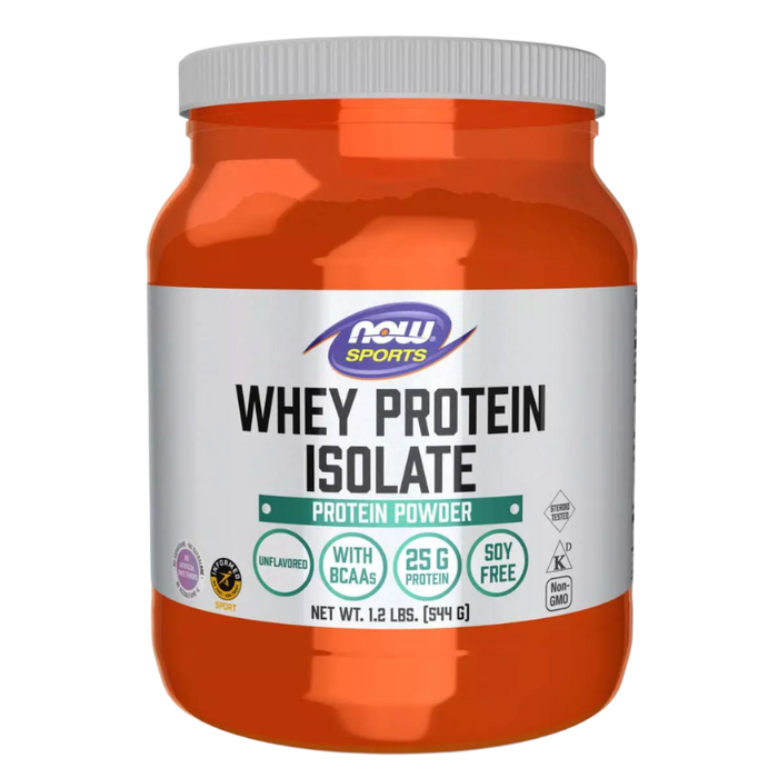 NOW Foods Whey Protein Isolate 500g – 25g Protein per Serving, Unflavored with BCAAs