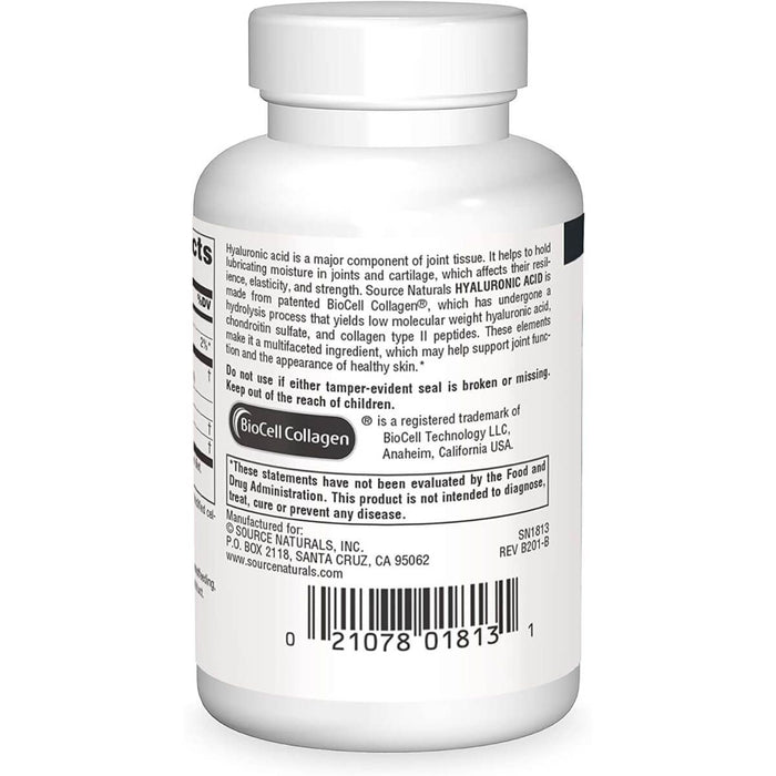 Source Naturals Hyaluronic Acid 100mg 30 Tablets | Premium Supplements at MYSUPPLEMENTSHOP