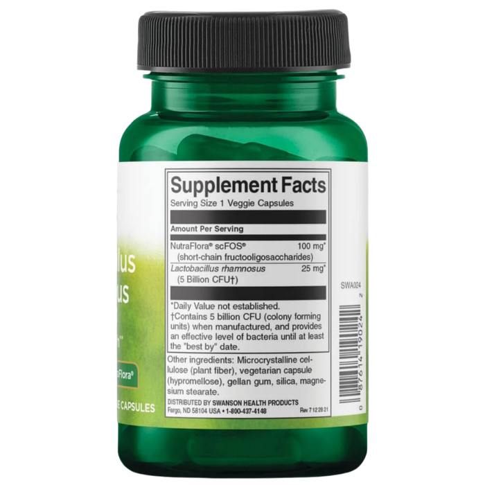 Swanson Lactobacillus Rhamnosus with FOS 5 Billion CFU 60 Vegetarian Capsules