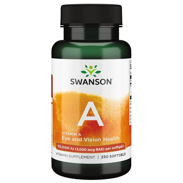 Swanson Vitamin A 10,000iu (3,000mcg) 250 Softgels - Vitamins & Minerals at MySupplementShop by Swanson