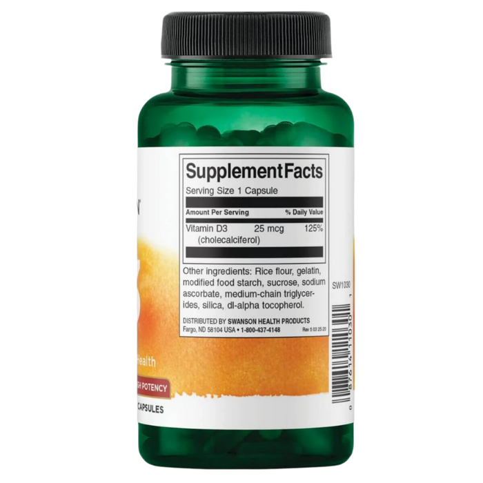 Swanson Vitamin D-3, 1000 IE – 250 Kapseln