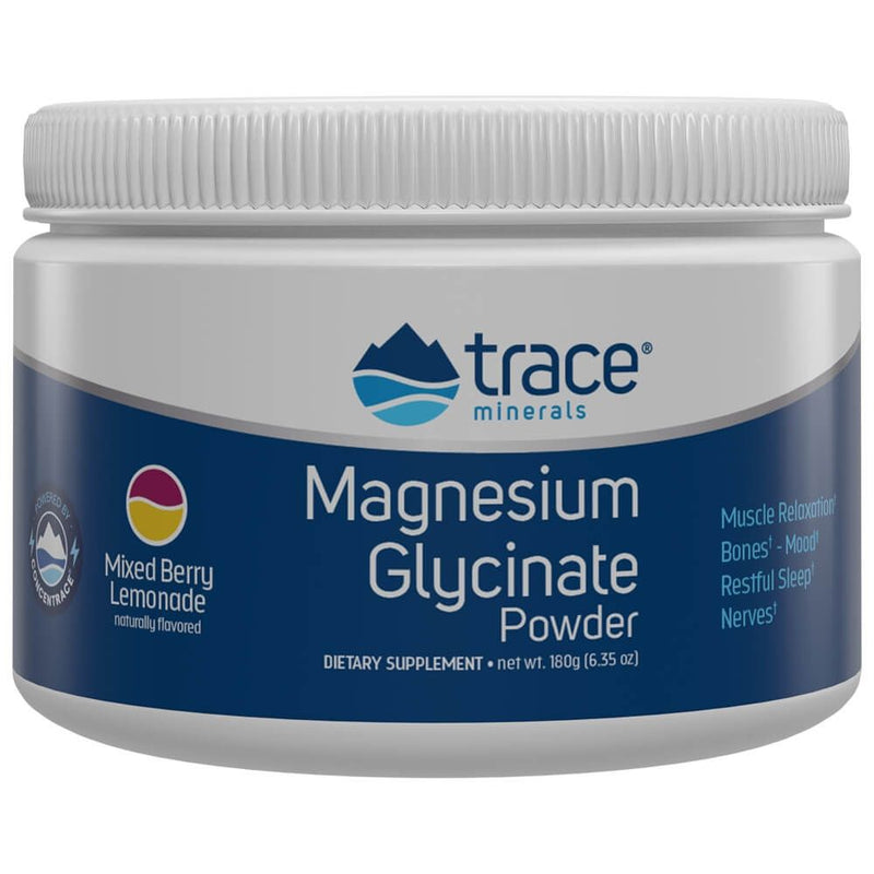 Trace Minerals Magnesium Glycinate Powder 6.35oz (180g) Mixed Berry Lemonade Flavour