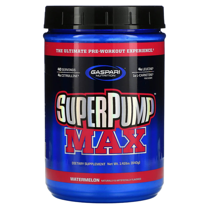 Gaspari Nutrition SuperPump MAX 640g Watermelon Pre-Workout Drink Powder - Nitric Oxide Boosters at MySupplementShop by Gaspari Nutrition