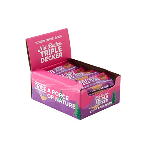 Tribe Nut Butter Triple Decker Plant Protein Bar  12x40g Choc Raspberry - Protein Bars at MySupplementShop by Tribe