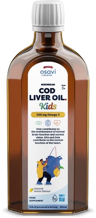 Osavi Norwegian Cod Liver Oil Kids, 500mg Omega 3 (Lemon) - 250 ml. - Omega-3 at MySupplementShop by Osavi