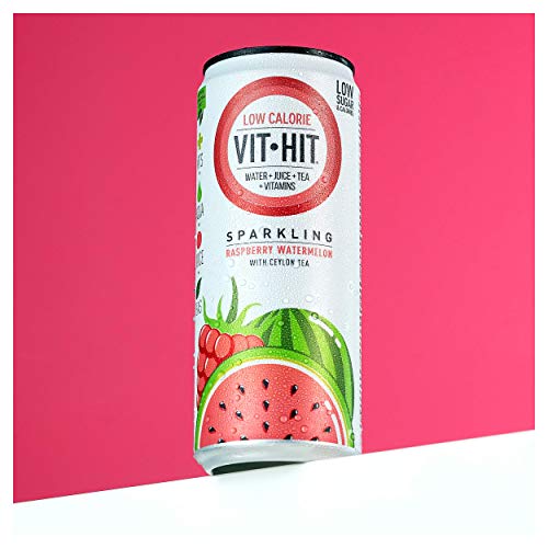 Vit-Hit Sparkling - Raspberry Watermelon Ceylon Tea Vitamin Drink (330ml x 12 Cans) | High-Quality Health Foods | MySupplementShop.co.uk