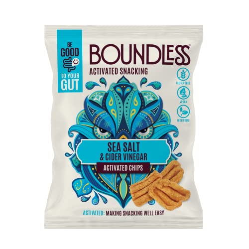 Boundless Activated Snacking: Sea Salt & Cider Vinegar Activated Chips (24 x 23g) - Gut Health - Low Calorie - Vegan Snacks - Gluten Free - Natural & Healthy Crisps - High Fibre | High-Quality Multipack | MySupplementShop.co.uk