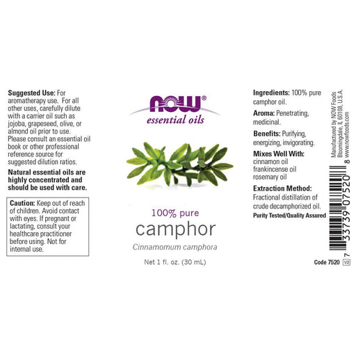 NOW Foods Essential Oil, Camphor Oil - 30 ml. - Health and Wellbeing at MySupplementShop by NOW Foods